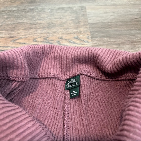 Wild Fable Ribbed Flare Pants in Pink Mauve Wide Leg Foldover Waist XS - Picture 5 of 6